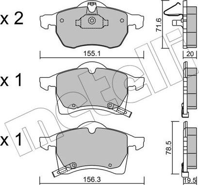 Metelli 22-0258-0 - Brake Pad Set, disc brake autospares.lv