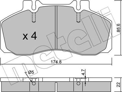 Metelli 22-0266-0 - Brake Pad Set, disc brake autospares.lv