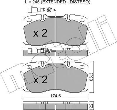 Metelli 22-0268-5 - Brake Pad Set, disc brake autospares.lv