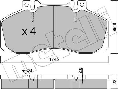 Metelli 22-0267-0 - Brake Pad Set, disc brake autospares.lv