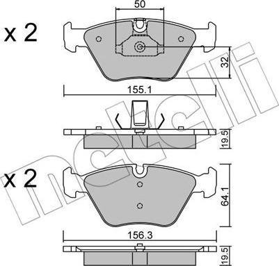 Metelli 22-0207-5 - Brake Pad Set, disc brake autospares.lv