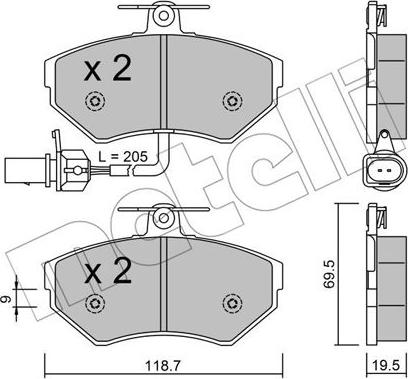 Metelli 22-0215-2 - Brake Pad Set, disc brake autospares.lv