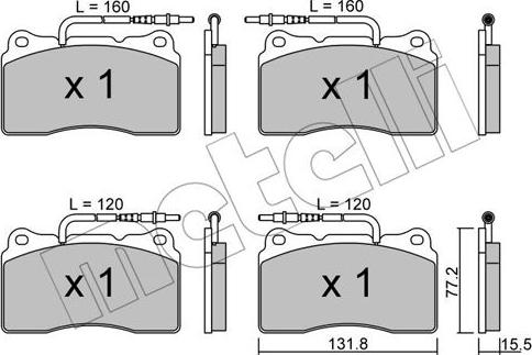 Metelli 22-0288-3 - Brake Pad Set, disc brake autospares.lv