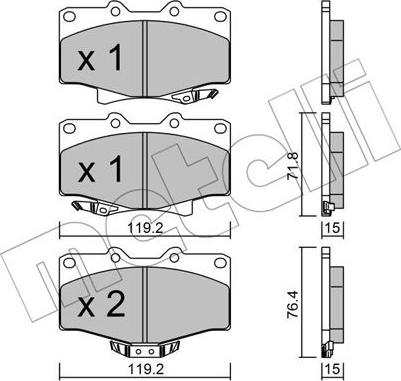 Metelli 22-0282-0 - Brake Pad Set, disc brake autospares.lv