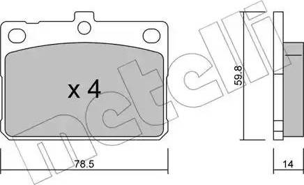 Metelli 22-0228-0 - Brake Pad Set, disc brake autospares.lv