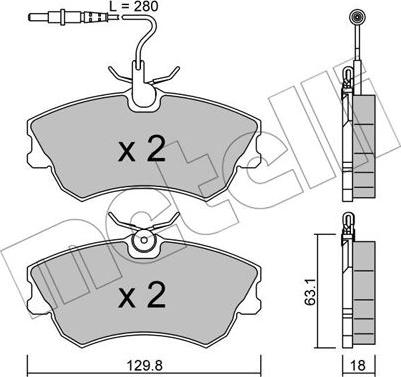 Metelli 22-0222-0 - Brake Pad Set, disc brake autospares.lv