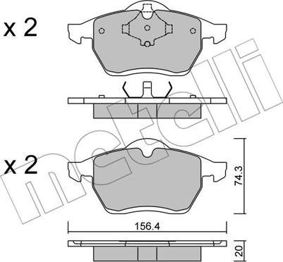 Metelli 22-0279-0 - Brake Pad Set, disc brake autospares.lv