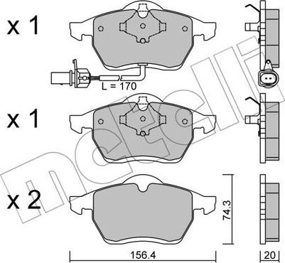 Metelli 22-0279-1 - Brake Pad Set, disc brake autospares.lv