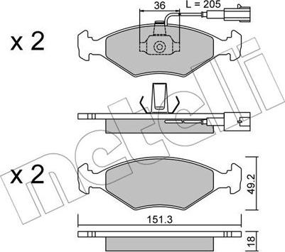 Metelli 22-0273-0 - Brake Pad Set, disc brake autospares.lv