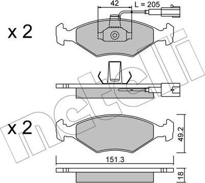 Metelli 22-0273-1 - Brake Pad Set, disc brake autospares.lv