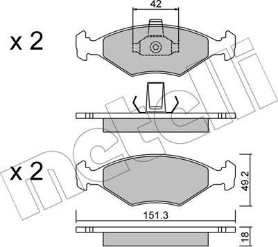 Metelli 22-0273-2 - Brake Pad Set, disc brake autospares.lv