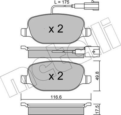 Metelli 22-0704-1 - Brake Pad Set, disc brake autospares.lv