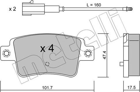 Metelli 22-0705-1 - Brake Pad Set, disc brake autospares.lv