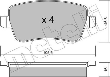 Metelli 22-0706-0 - Brake Pad Set, disc brake autospares.lv