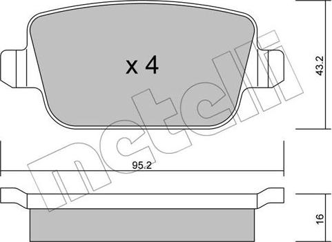 Metelli 22-0780-0 - Brake Pad Set, disc brake autospares.lv