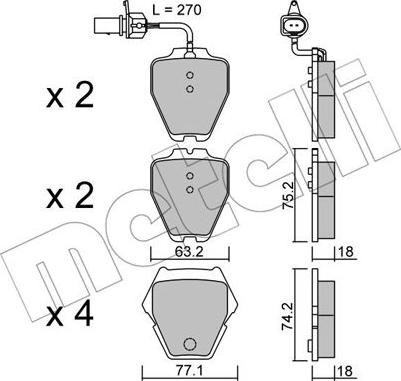 Metelli 22-0774-1 - Brake Pad Set, disc brake autospares.lv