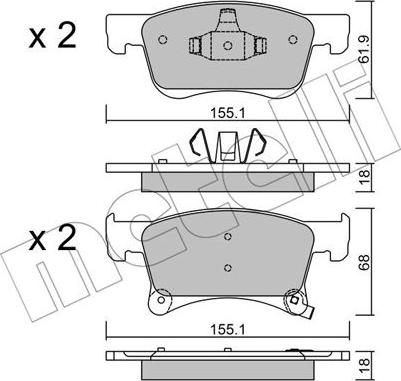 Metelli 22-1035-0 - Brake Pad Set, disc brake autospares.lv