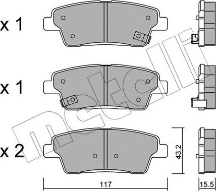 Metelli 22-1140-0 - Brake Pad Set, disc brake autospares.lv