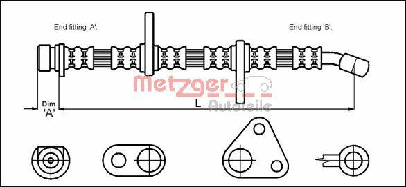 Metzger 4113501 - Brake Hose autospares.lv