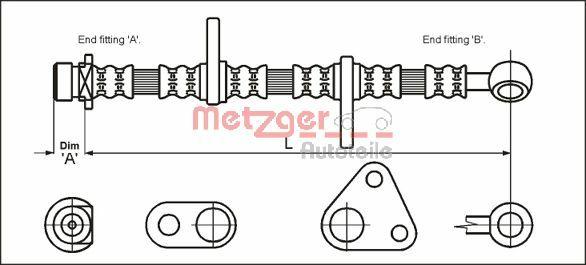 Metzger 4113280 - Brake Hose autospares.lv