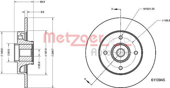 Metzger 6110945 - Brake Disc autospares.lv