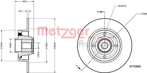 Metzger 6110946 - Brake Disc autospares.lv