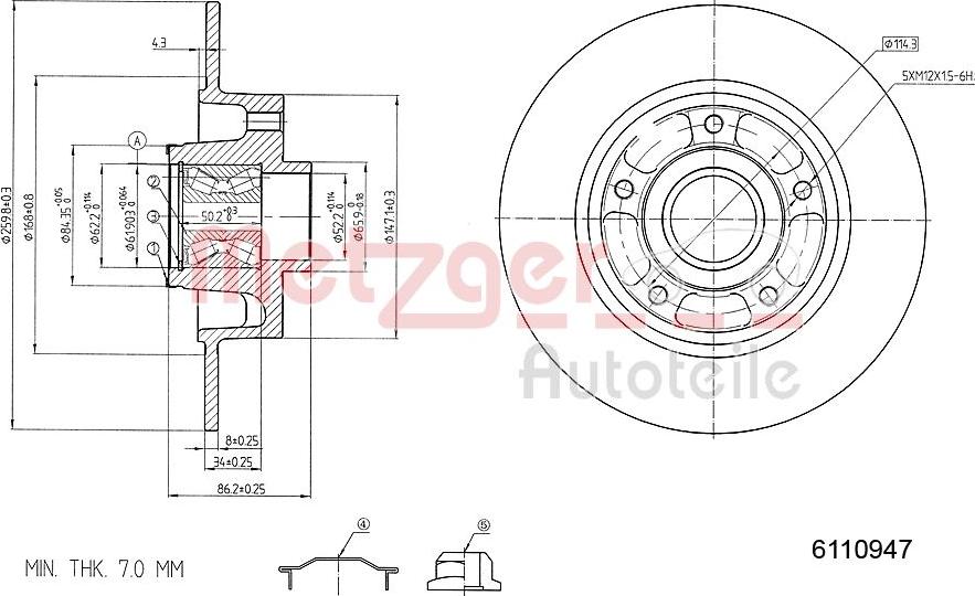 Metzger 6110947 - Brake Disc autospares.lv