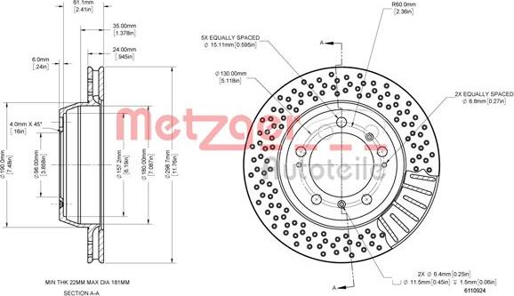 Metzger 6110924 - Brake Disc autospares.lv