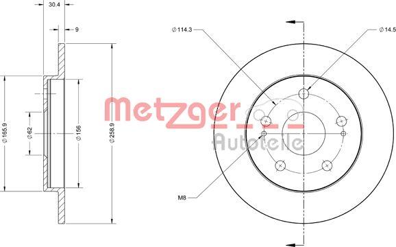 Metzger 6110498 - Brake Disc autospares.lv