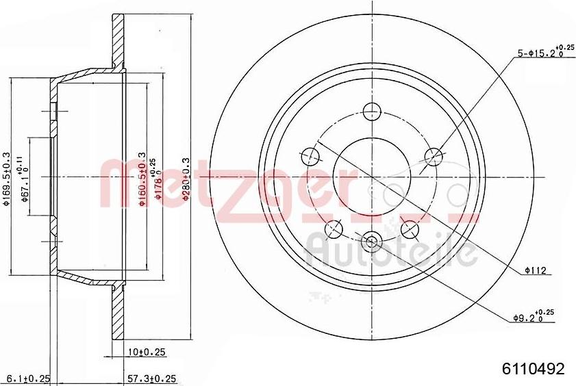 Metzger 6110492 - Brake Disc autospares.lv