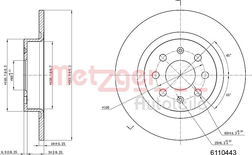 Metzger 6110443 - Brake Disc autospares.lv