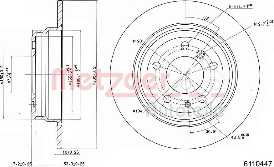 Metzger 6110447 - Brake Disc autospares.lv