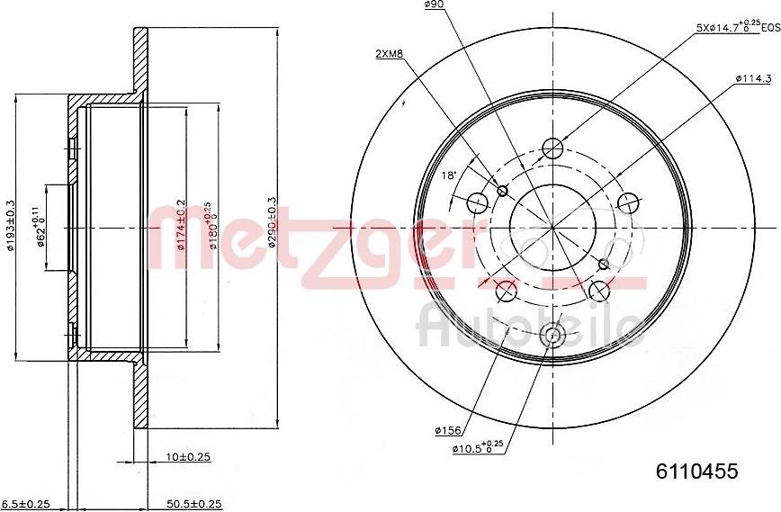 Metzger 6110455 - Brake Disc autospares.lv