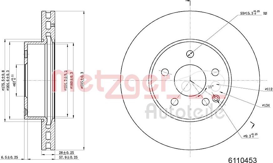 Metzger 6110453 - Brake Disc autospares.lv