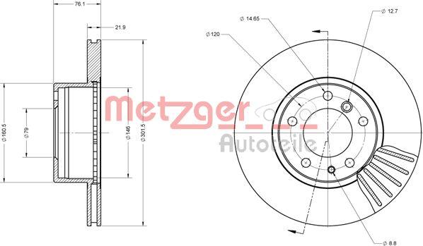 Metzger 6110461 - Brake Disc autospares.lv