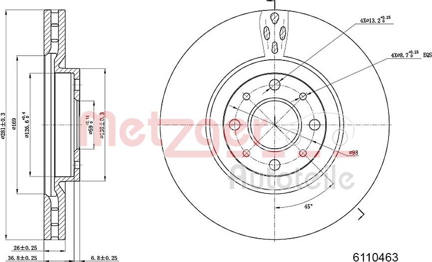 Metzger 6110463 - Brake Disc autospares.lv