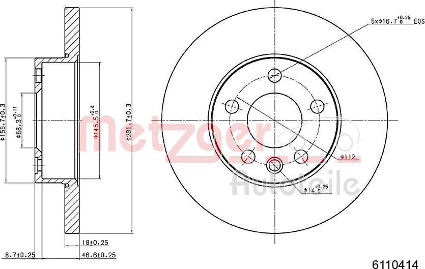 Metzger 6110414 - Brake Disc autospares.lv