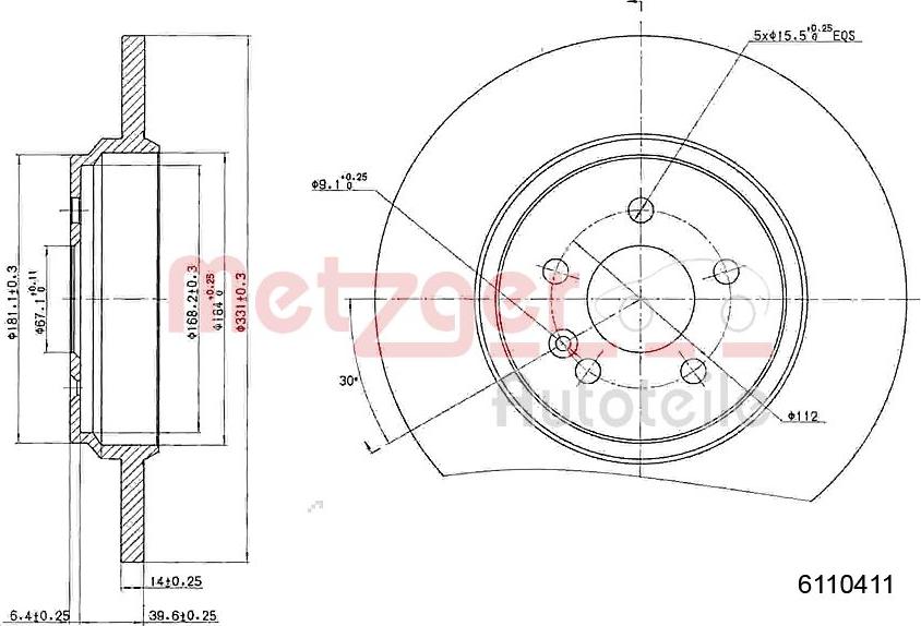 Metzger 6110411 - Brake Disc autospares.lv