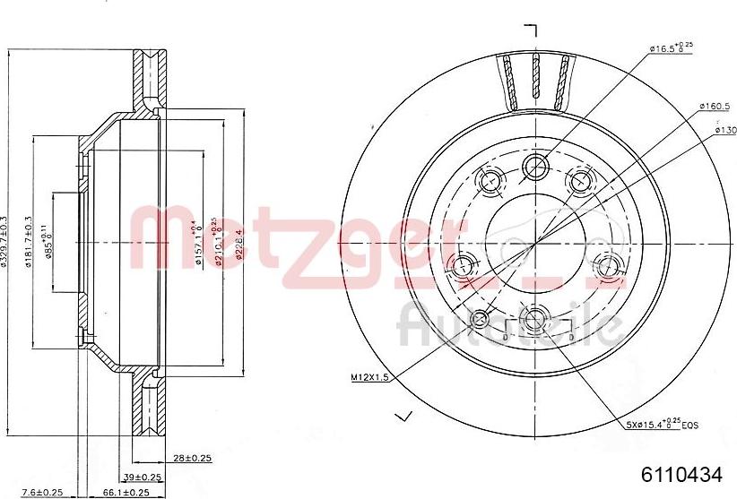 Metzger 6110434 - Brake Disc autospares.lv