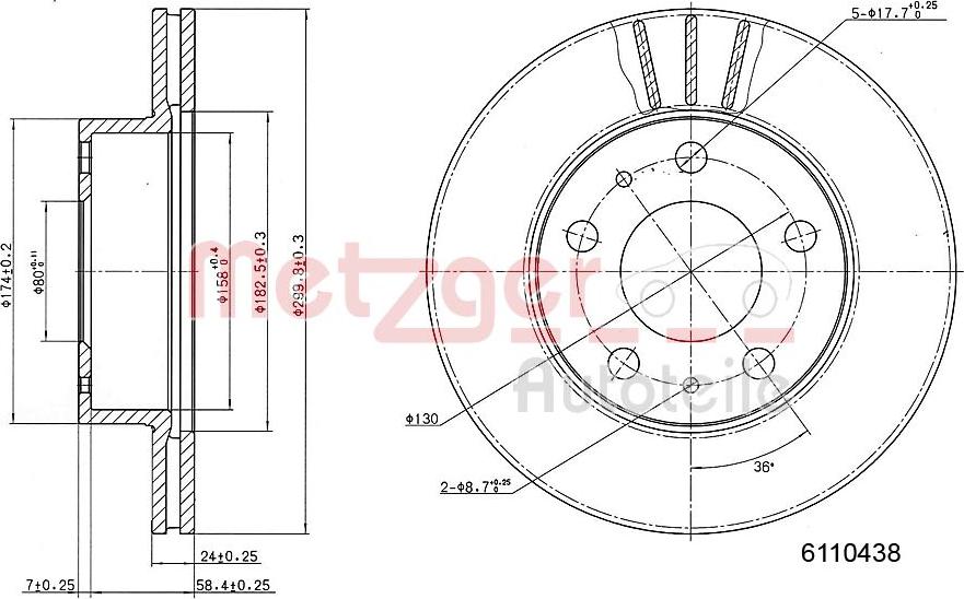 Metzger 6110438 - Brake Disc autospares.lv