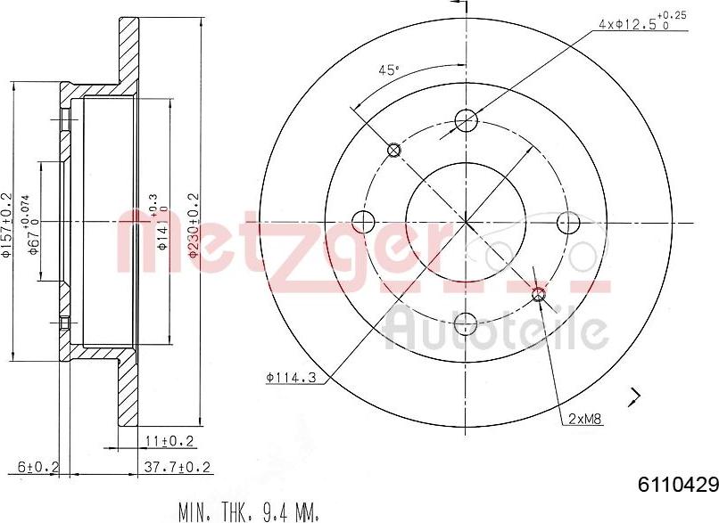 Metzger 6110429 - Brake Disc autospares.lv