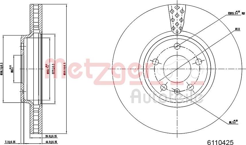 Metzger 6110425 - Brake Disc autospares.lv