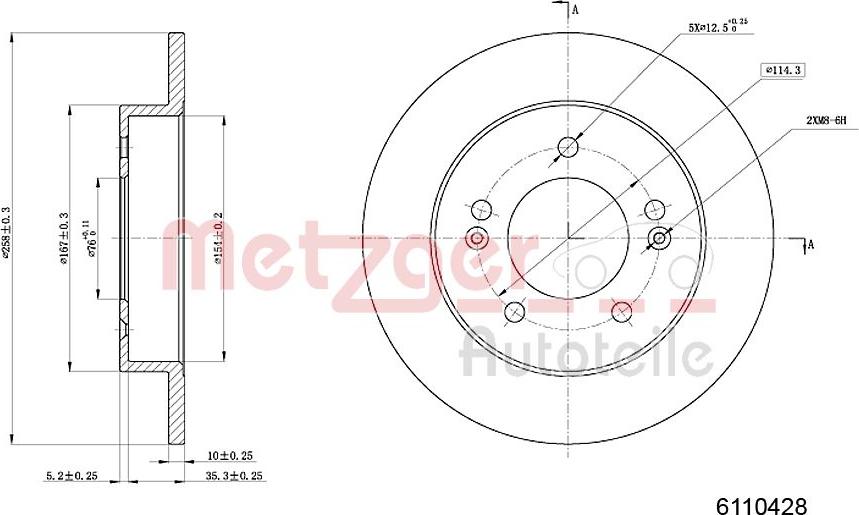 Metzger 6110428 - Brake Disc autospares.lv