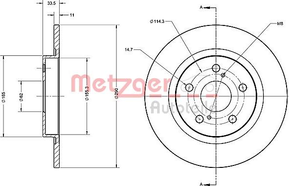 Metzger 6110427 - Brake Disc autospares.lv