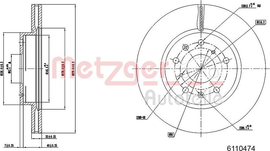 Metzger 6110474 - Brake Disc autospares.lv