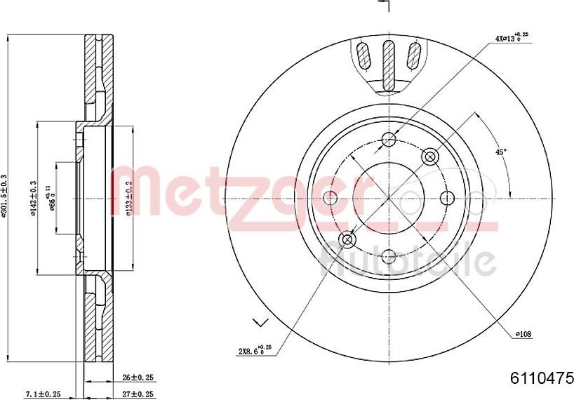 Metzger 6110475 - Brake Disc autospares.lv