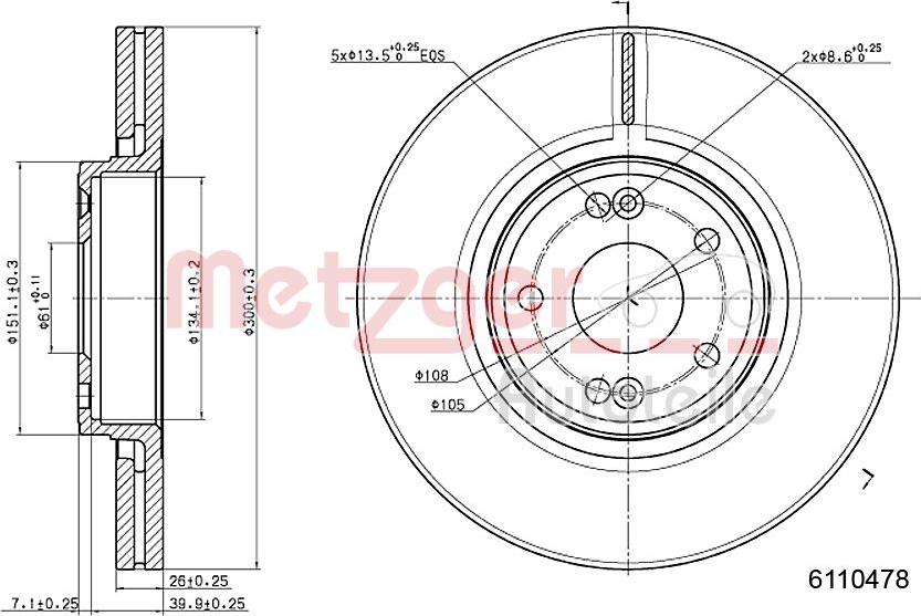 Metzger 6110478 - Brake Disc autospares.lv