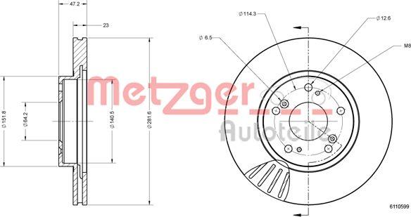 Metzger 6110599 - Brake Disc autospares.lv