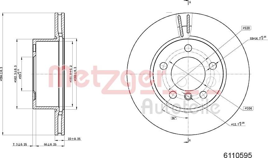 Metzger 6110595 - Brake Disc autospares.lv