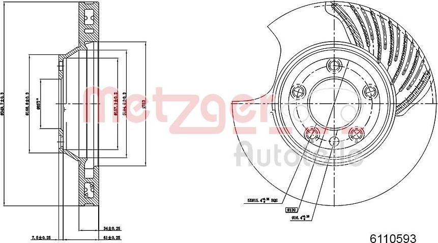 Metzger 6110593 - Brake Disc autospares.lv